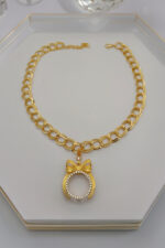 Çeyrekli fiyonk kolye – samanyolu zincirli çeyrek altın takılabilir kolye