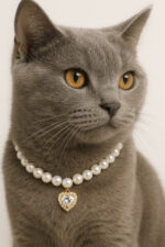 İnci Kalpli Kedi Kolyesi – Kedi Oyuncağı Hediyeli, Köpek Künyesi Uyumlu, Kedi Giyim - Görsel 2