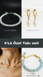 Sevgiliye Hediye Kutusu & Takı Seti - İtalyan Zincir, Su Yolu, İnci, Akuamarin (4'lü Konsept) - Görsel 7